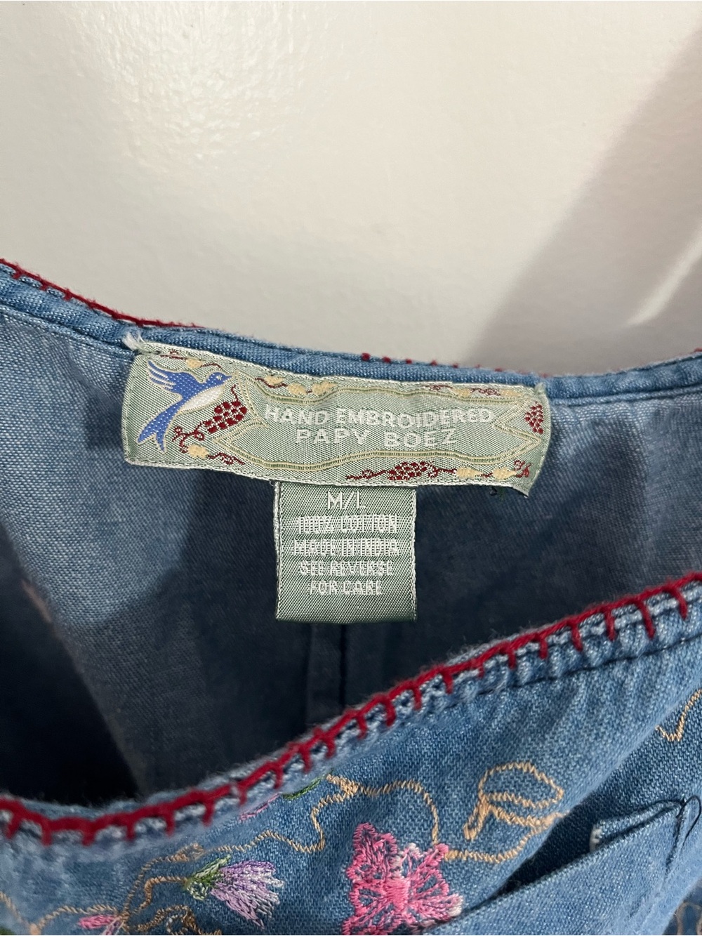 Vintage Embroidered Floral Denim Overalls - Cottage Core - Picture 6 of 6